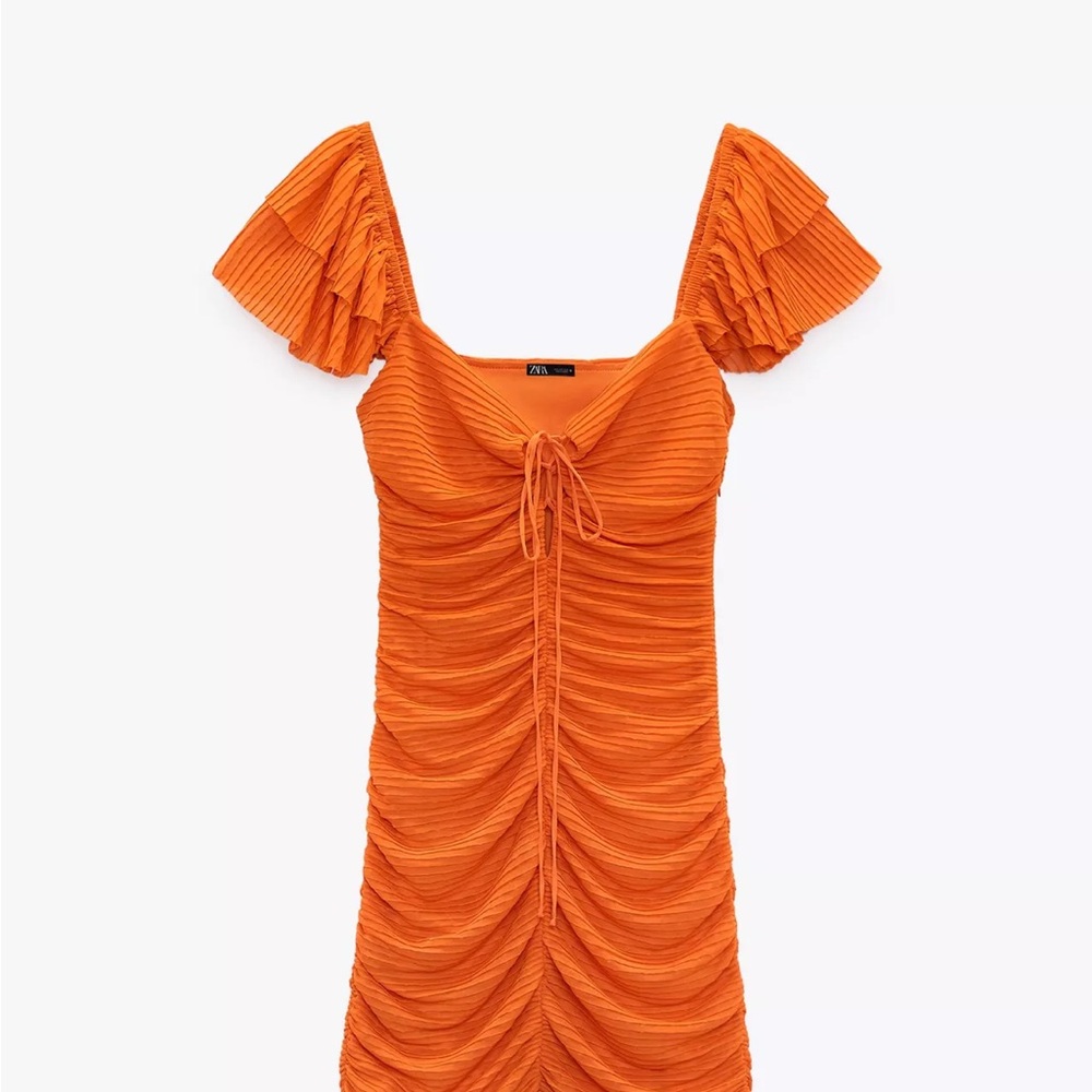 Zara Orange Ruffled Dress NWT